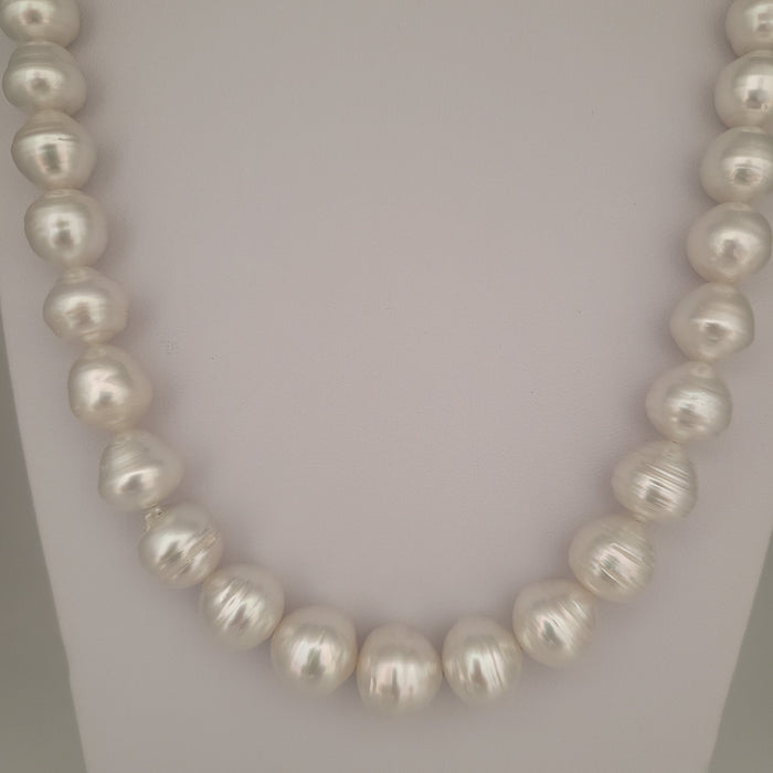 White South Sea Pearls 10-13 mm High Luster 18K Gold Claps
