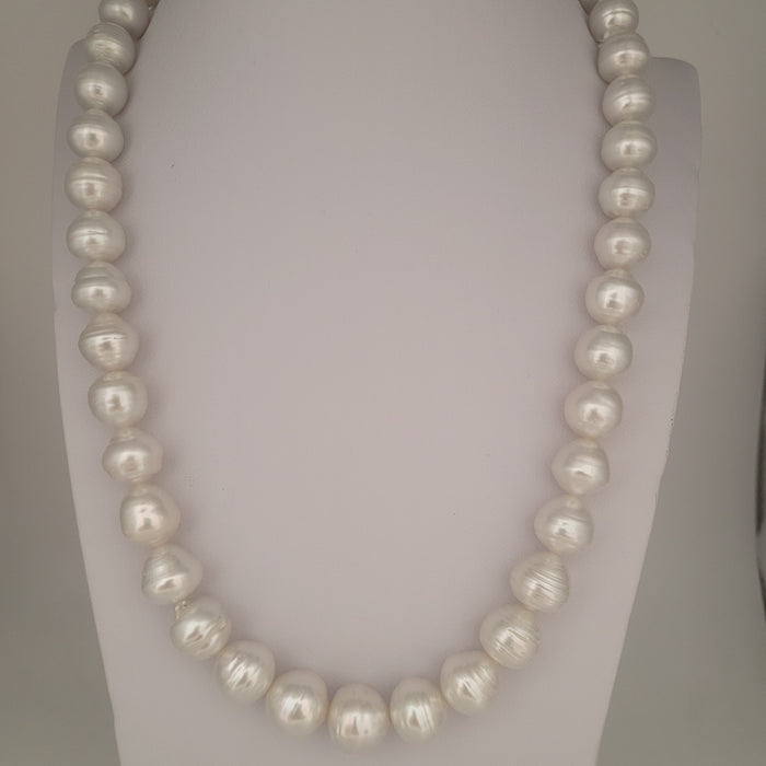 White South Sea Pearls 10-13 mm High Luster 18K Gold Claps