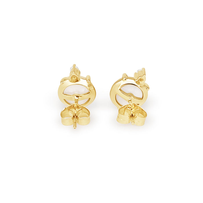 Australian Mabe Pearls Earrings in 18K Gold and Diamonds