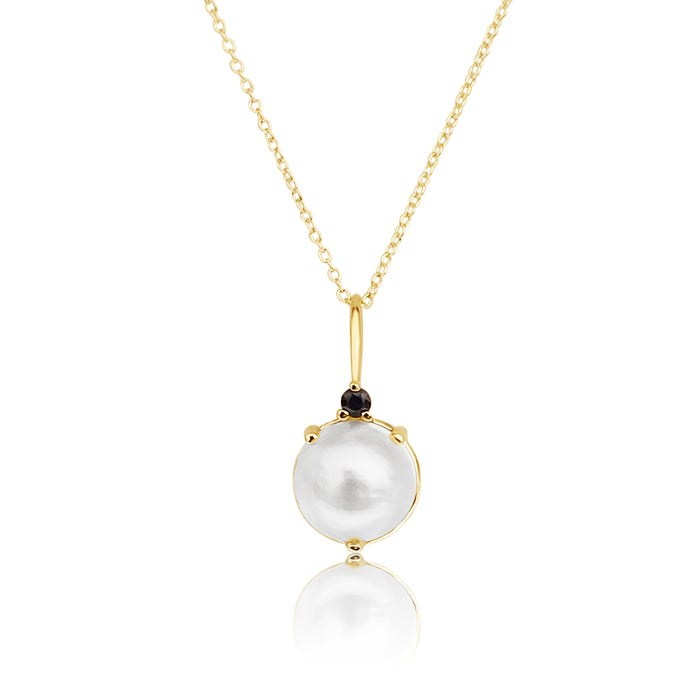 Pendant Australian Mabe Pearl and Sapphire 18K Yellow Gold