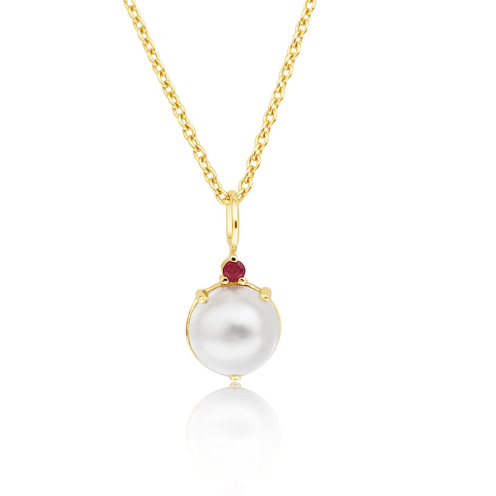 Gold Pendant 18K Mabe and Ruby